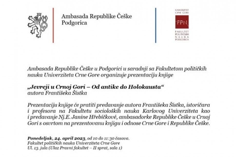 Prezentacija knjige "Jerveji u Crnoj Gori - Od antike do Holokausta"