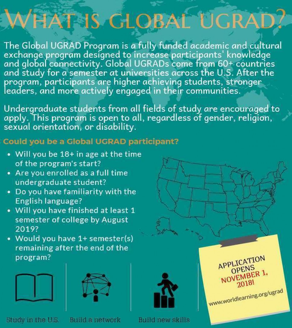 Konkurs za Global Undergraduate Exchange Program (Global UGRAD) stipendiju