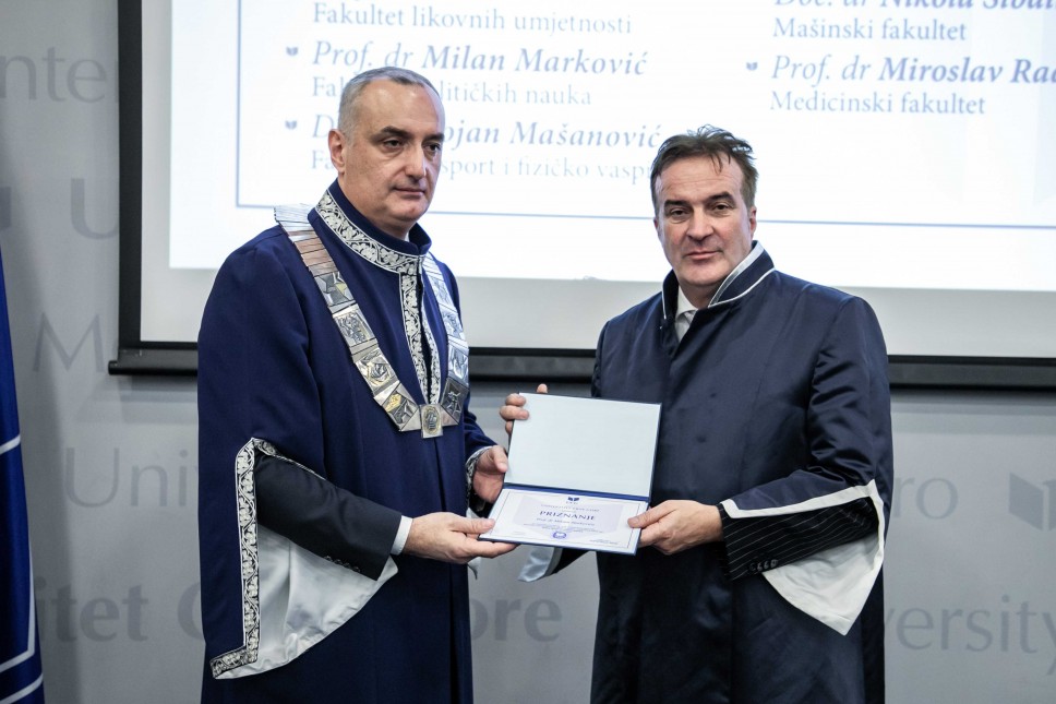 Prof. dr Milan Marković dobitnik priznanja od Univerziteta Crne Gore za doprinos u protekloj godini