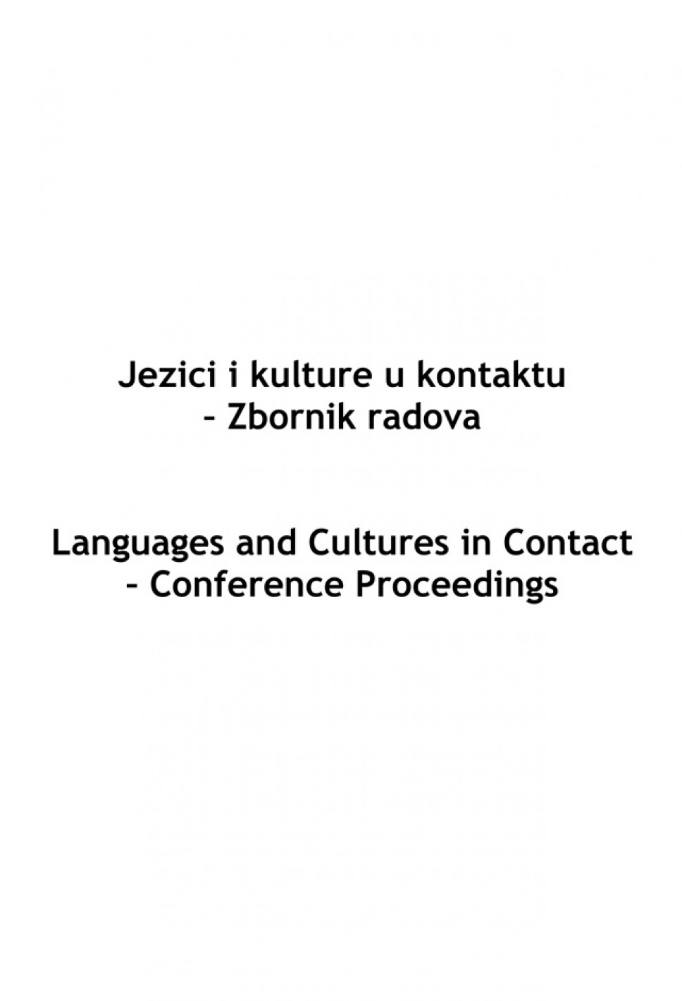 Jezici i kulture u kontaktu - Zbornik radova