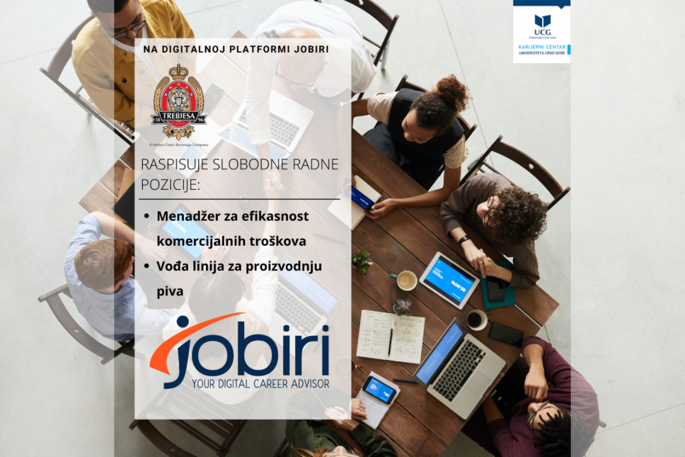 Otvorene dvije pozicije na digitalnoj platformi Jobiri - Pivara Trebjesa 