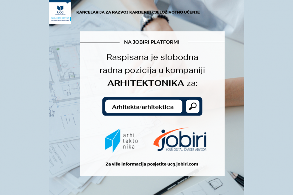 Otvorena pozicija na Jobiri digitalnoj platformi - Arhitektonika 
